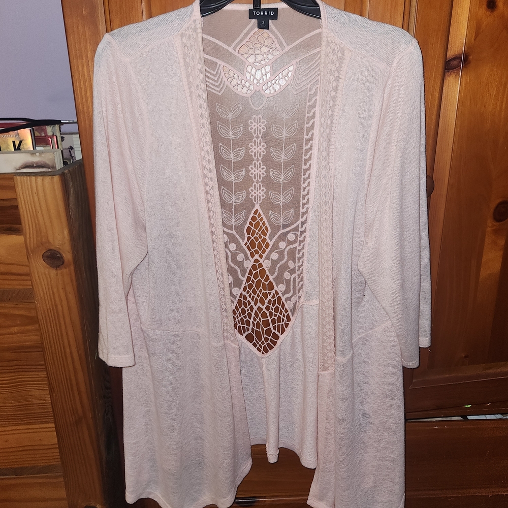 Torrid Light Pink Open-Front Cardigan